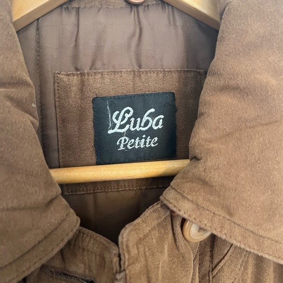 Vintage Brown Faux Suede Quilted Coat 90s Oversized Jacket Size 10 - Picture 4 of 6